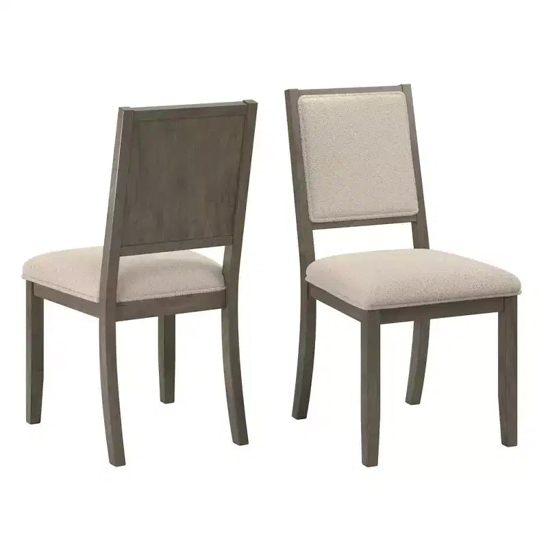 Chaise de salle à manger en tissu bouclé crème avec finition bois Fuske (lot de 2) - iNSPIREQ
