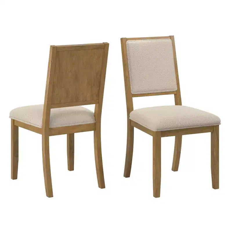 Chaise de salle à manger en tissu bouclé crème avec finition bois Fuske (lot de 2) - iNSPIREQ