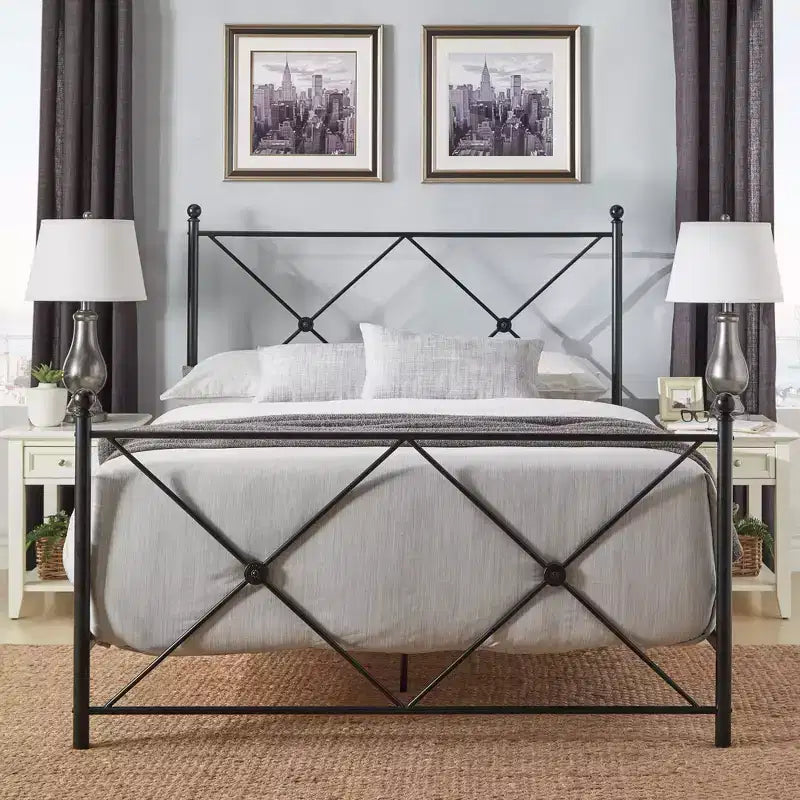 Lit Queen en métal noir Nelley Double X – Noir – iNSPIRE Q