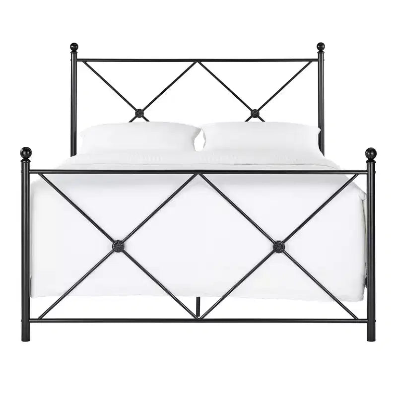 Lit Queen en métal noir Nelley Double X – Noir – iNSPIRE Q