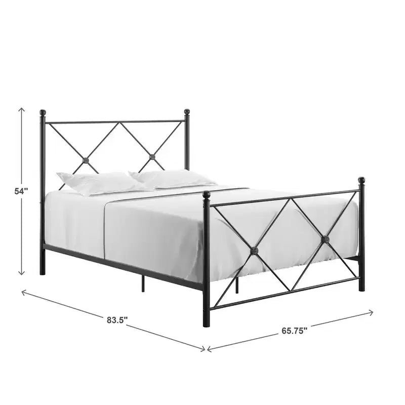 Lit Queen en métal noir Nelley Double X – Noir – iNSPIRE Q