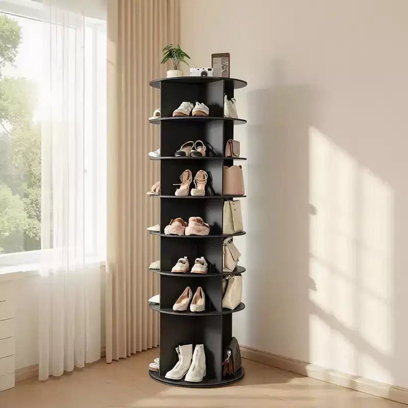 Étagère à chaussures rotative VEVOR à 7 niveaux, tour à chaussures pivotante à 360°, présentoir rond rotatif, présentoir autoportant Lazy Susan, noir