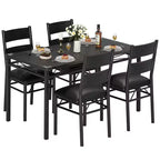 Ensemble table à manger et chaises en MDF noir et métal, compact pour petits espaces, choisissez 4 pièces (1 table + 4 chaises) ou 2 pièces (1 table + 2 chaises)