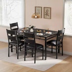 Ensemble table à manger et chaises en MDF noir et métal, compact pour petits espaces, choisissez 4 pièces (1 table + 4 chaises) ou 2 pièces (1 table + 2 chaises)