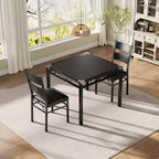 Ensemble table à manger et chaises en MDF noir et métal, compact pour petits espaces, choisissez 4 pièces (1 table + 4 chaises) ou 2 pièces (1 table + 2 chaises)