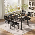 Ensemble table à manger et chaises en MDF noir et métal, compact pour petits espaces, choisissez 4 pièces (1 table + 4 chaises) ou 2 pièces (1 table + 2 chaises)
