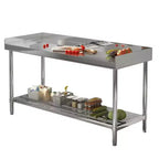 COZONY 24x48 Stainless Steel Work Table with Backsplash, Heavy Duty Commercial Food Prep Table with Adjustable Undershelf