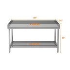 COZONY Table de travail en acier inoxydable 24x48 avec dosseret, table de préparation alimentaire commerciale robuste avec étagère inférieure réglable