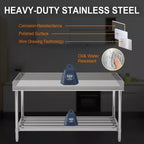 COZONY Table de travail en acier inoxydable 24x48 avec dosseret, table de préparation alimentaire commerciale robuste avec étagère inférieure réglable