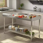 COZONY Table de travail en acier inoxydable 24x48 avec dosseret, table de préparation alimentaire commerciale robuste avec étagère inférieure réglable