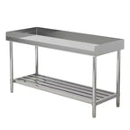 COZONY Table de travail en acier inoxydable 24x48 avec dosseret, table de préparation alimentaire commerciale robuste avec étagère inférieure réglable