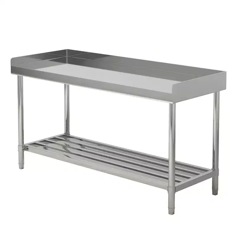 COZONY Table de travail en acier inoxydable 24x48 avec dosseret, table de préparation alimentaire commerciale robuste avec étagère inférieure réglable