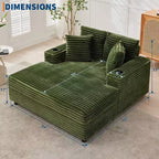Fauteuil Chaise Longue Surdimensionné d'Intérieur, Canapé Lounge en Velours Côtelé, Porte-Gobelets et Coussins Décoratifs, pour la Maison, la Chambre, le Bureau