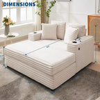 Fauteuil Chaise Longue Surdimensionné d'Intérieur, Canapé Lounge en Velours Côtelé, Porte-Gobelets et Coussins Décoratifs, pour la Maison, la Chambre, le Bureau