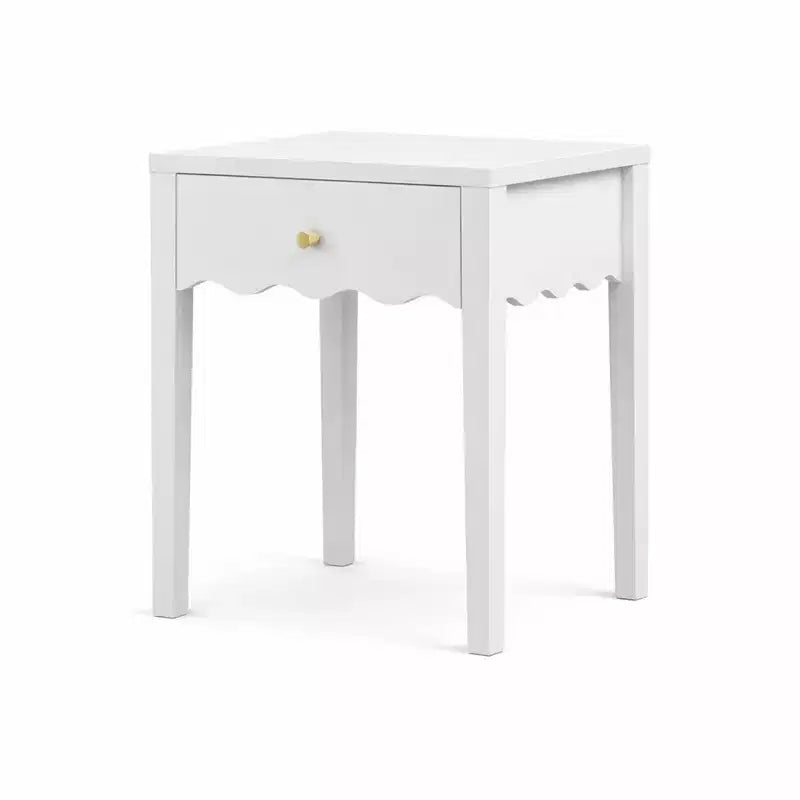 Table de chevet blanche fantaisie Table d'appoint avec tiroir et tablier ondulé – ModernLuxe