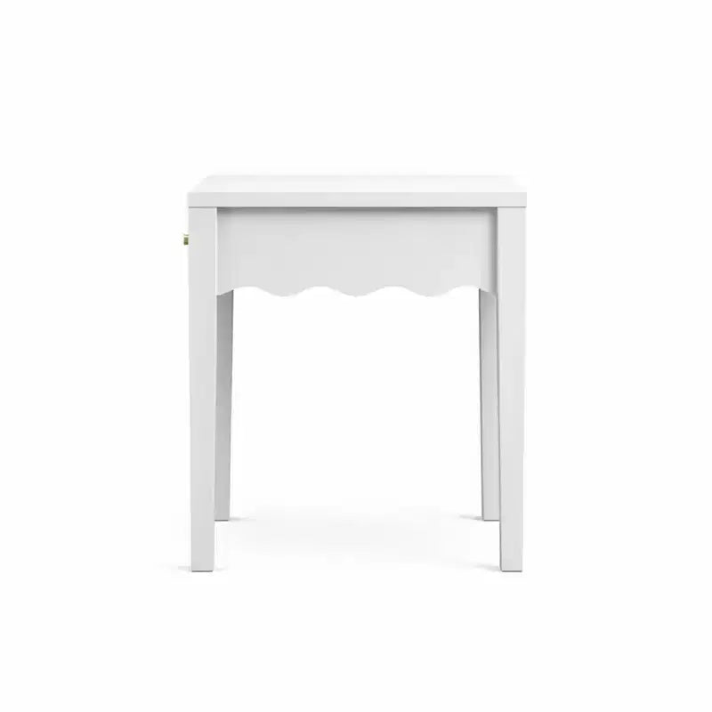 Table de chevet blanche fantaisie Table d'appoint avec tiroir et tablier ondulé – ModernLuxe