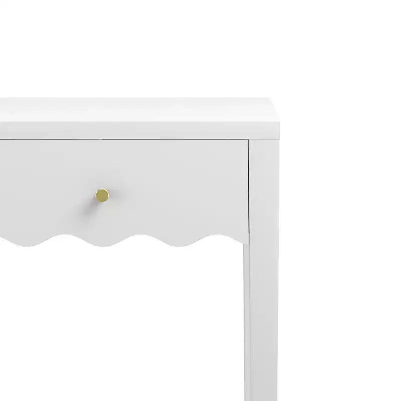 Table de chevet blanche fantaisie Table d'appoint avec tiroir et tablier ondulé – ModernLuxe