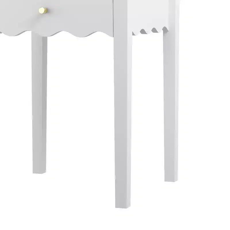 Table de chevet blanche fantaisie Table d'appoint avec tiroir et tablier ondulé – ModernLuxe