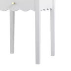 Table de chevet blanche fantaisie Table d'appoint avec tiroir et tablier ondulé – ModernLuxe