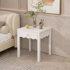 Table de chevet blanche fantaisie Table d'appoint avec tiroir et tablier ondulé – ModernLuxe