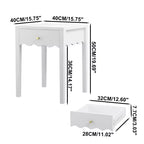 Table de chevet blanche fantaisie Table d'appoint avec tiroir et tablier ondulé – ModernLuxe