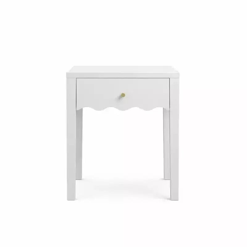 Table de chevet blanche fantaisie Table d'appoint avec tiroir et tablier ondulé – ModernLuxe
