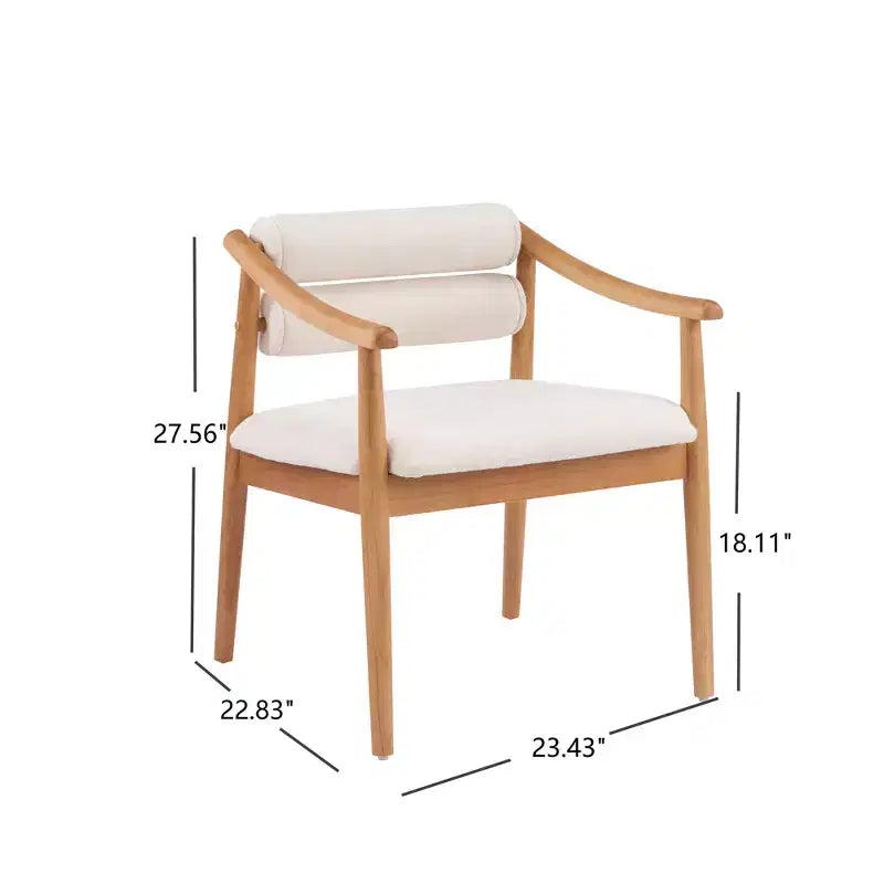 Chaises de salle à manger d'extérieur rembourrées en bois d'hévéa moderne Weerachai Christopher Knight Home avec coussins