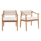 Chaises de salle à manger d'extérieur rembourrées en bois d'hévéa moderne Weerachai Christopher Knight Home avec coussins