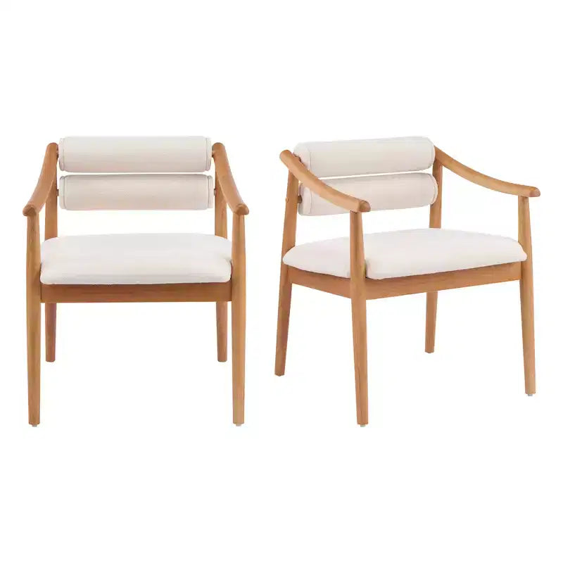 Chaises de salle à manger d'extérieur rembourrées en bois d'hévéa moderne Weerachai Christopher Knight Home avec coussins