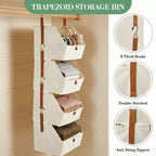 Organisateur de placard suspendu à 4 niveaux, Tissu non tissé, Conception modulaire détachable avec crochets, pour Armoire Dortoir Camping-car, Organisateur de maison peu encombrant
