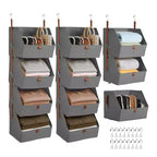 Organisateur de placard suspendu à 4 niveaux, Tissu non tissé, Conception modulaire détachable avec crochets, pour Armoire Dortoir Camping-car, Organisateur de maison peu encombrant