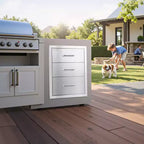 Tiroirs de cuisine d'extérieur VEVOR 18,11 L x 23,23 P x 23,23 H, armoire modulaire à tiroirs en acier inoxydable à triple accès avec poignées, argent