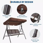 Balançoire de jardin 3 places, avec auvent réglable, cadre en acier robuste, imperméable et résistant aux UV, capacité de 227 kg, pour jardin, cour, pelouse