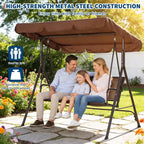 Balançoire de jardin 3 places, avec auvent réglable, cadre en acier robuste, imperméable et résistant aux UV, capacité de 227 kg, pour jardin, cour, pelouse
