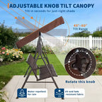 Balançoire de jardin 3 places, avec auvent réglable, cadre en acier robuste, imperméable et résistant aux UV, capacité de 227 kg, pour jardin, cour, pelouse