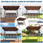 Balançoire de jardin 3 places, avec auvent réglable, cadre en acier robuste, imperméable et résistant aux UV, capacité de 227 kg, pour jardin, cour, pelouse