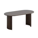 HomeRoots 67 Walnut Solid Wood Double Pedestal Base Oval Dining Table
