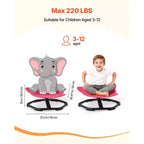 Chaise pivotante VEVOR pour enfants, capacité de 100 kg, chaise sensorielle rotative en forme d'éléphant avec base métallique antidérapante, siège pivotant pour tout-petit, rouge