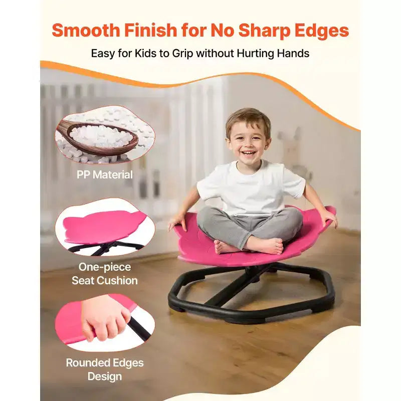Chaise pivotante VEVOR pour enfants, capacité de 100 kg, chaise sensorielle rotative en forme d'éléphant avec base métallique antidérapante, siège pivotant pour tout-petit, rouge