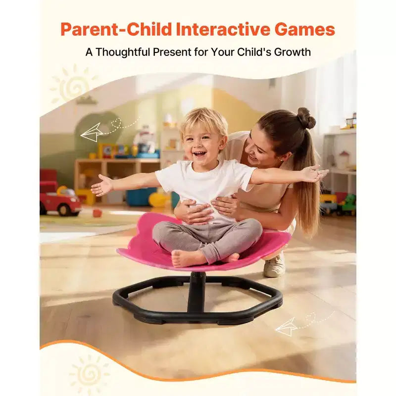 Chaise pivotante VEVOR pour enfants, capacité de 100 kg, chaise sensorielle rotative en forme d'éléphant avec base métallique antidérapante, siège pivotant pour tout-petit, rouge