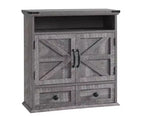 Farmhouse 24 Bathroom Wall Cabinet with Drawer, Double Barn Doors, Adjustable Shelf, White Medicine Cabinet Storage for Bathroom Kitchen Living Room