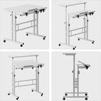 Bureau debout réglable en hauteur COZONY avec roulettes, table d'appoint mobile pour ordinateur portable avec plateau inclinable