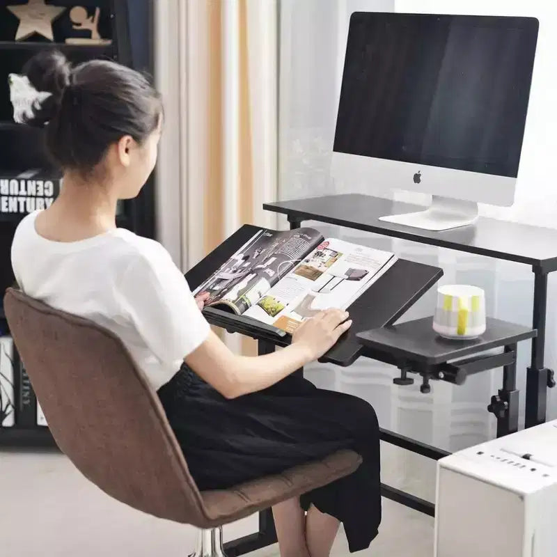 Bureau debout réglable en hauteur COZONY avec roulettes, table d'appoint mobile pour ordinateur portable avec plateau inclinable