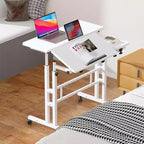 Bureau debout réglable en hauteur COZONY avec roulettes, table d'appoint mobile pour ordinateur portable avec plateau inclinable