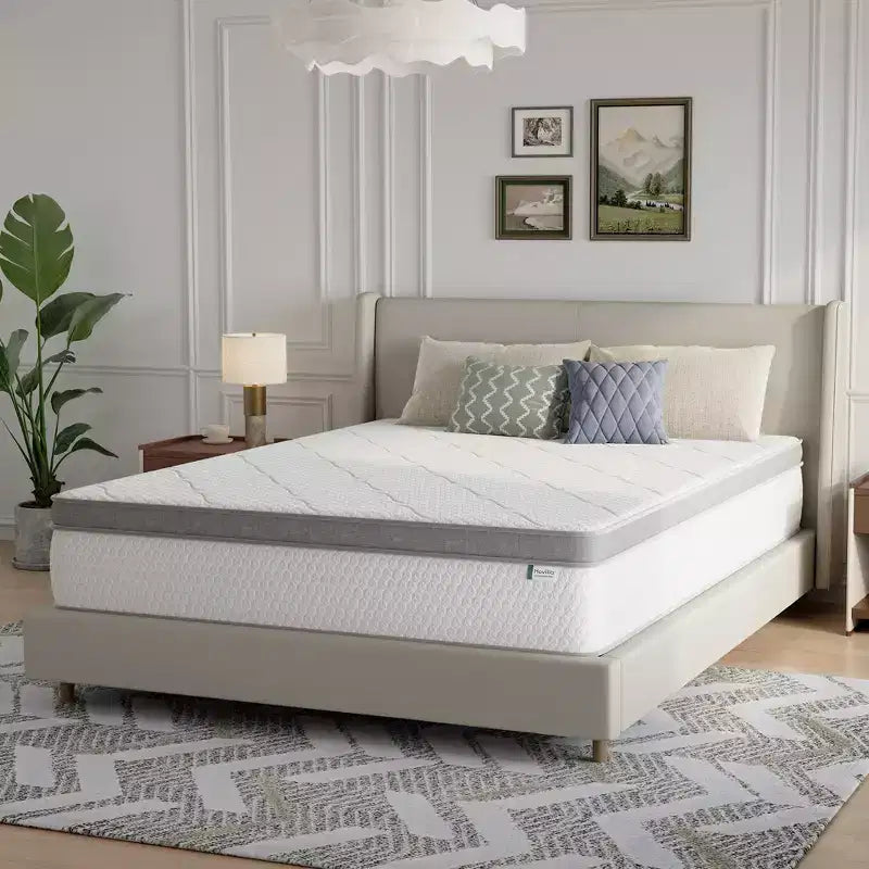 Novilla Matelas Hybride 12 Pouces à Ressorts Ensachés avec Surmatelas, Soulagement de la Pression et de la Douleur, Fermeté Moyenne