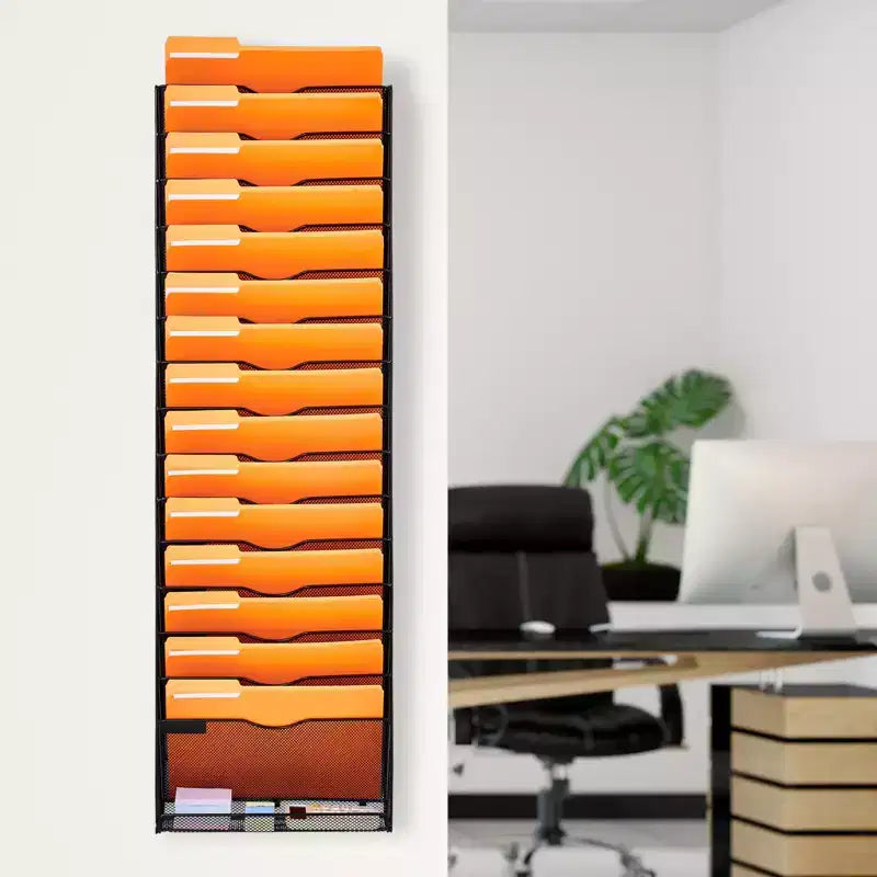 Organisateur de documents mural en maille à 16 poches pour bureau et maison - Range-documents métallique