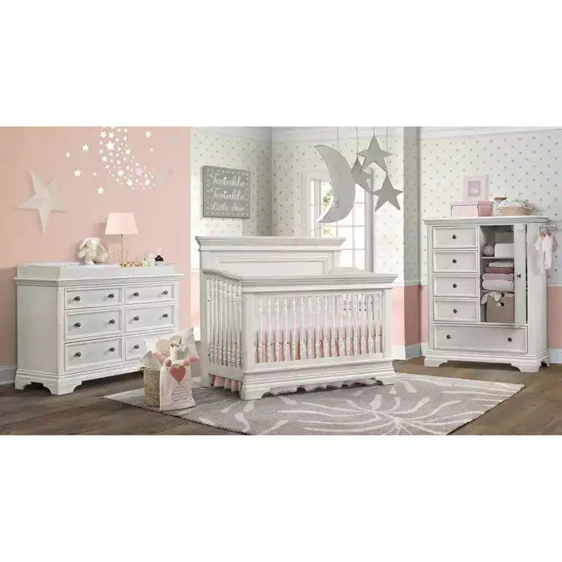 Lit convertible Westwood Baby | Olivia à dessus plat - Blanc brossé