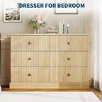 Commode de chambre 6 tiroirs, commode de rangement de 119 cm de large, autoportante