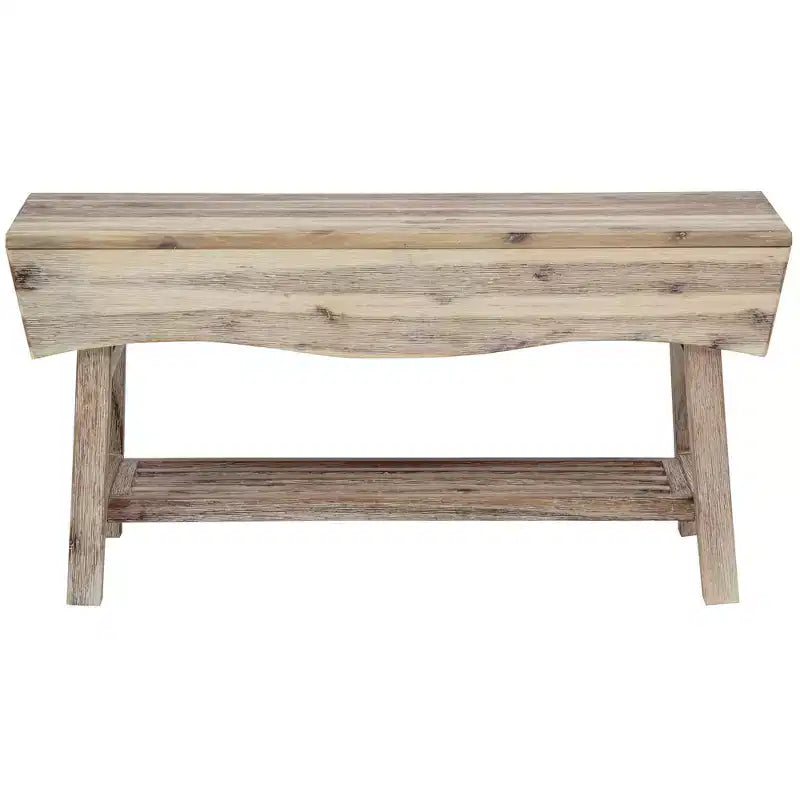 Banc eHemco en bois massif avec étagère de rangement et 4 panneaux, 36x15,25x17,3 pouces, finition blanchie