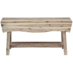 Banc eHemco en bois massif avec étagère de rangement et 4 panneaux, 36x15,25x17,3 pouces, finition blanchie